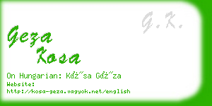 geza kosa business card